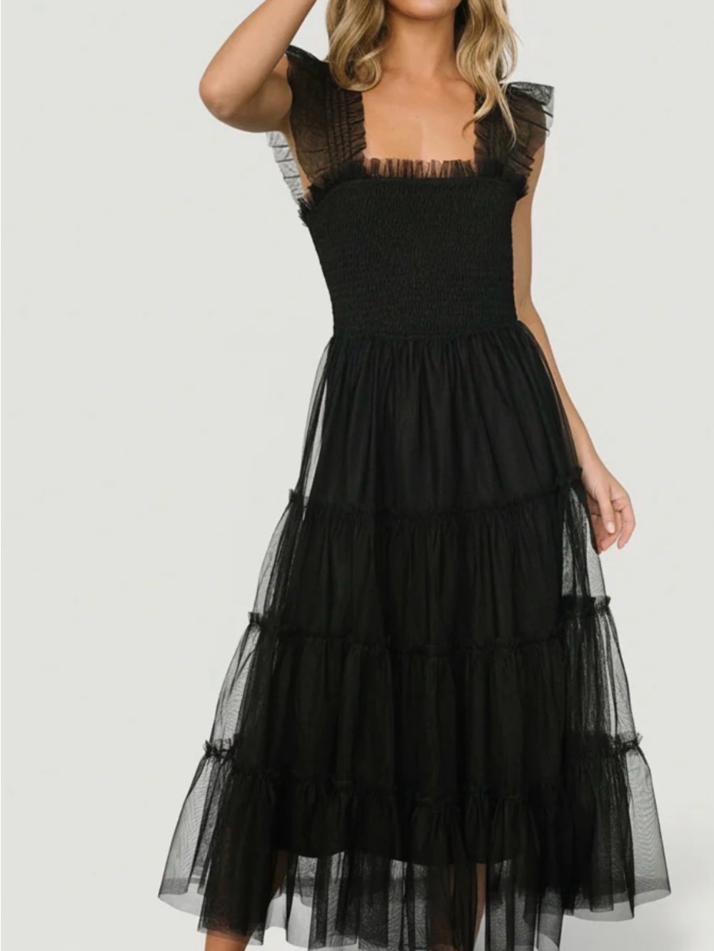Baltic Born Emma- Black Ruffled Tulle Maxi Dress - Womens